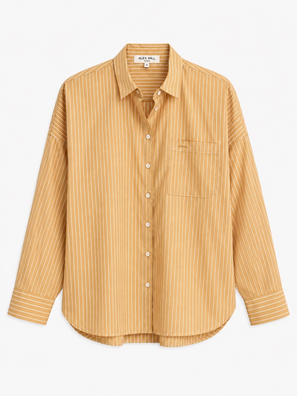 Alex Mill Jo Shirt Striped Button Down Mustard Yellow White Size M NWOT